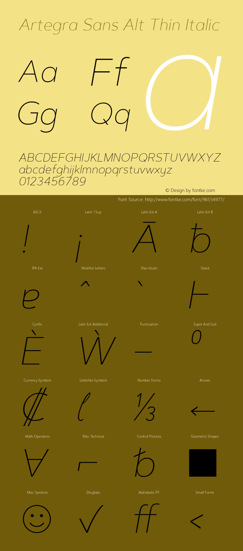 Artegra Sans Alt Thin Italic 1.006 Font Sample