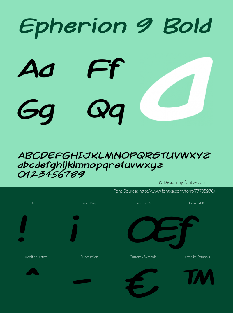 Epherion9-Bold Version 1.000 Font Sample