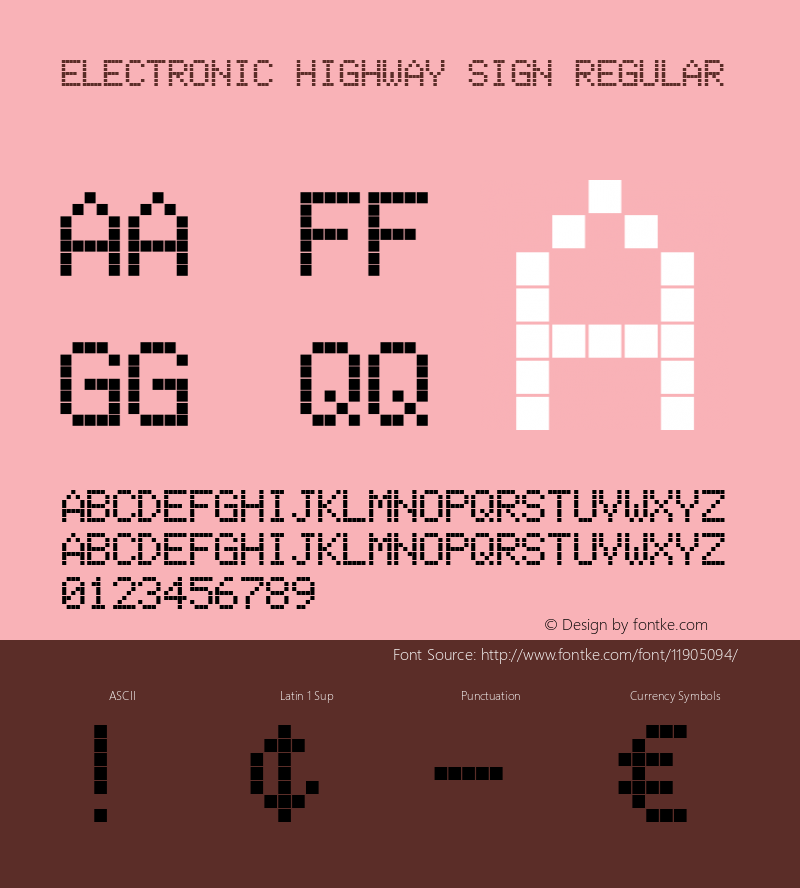 Electronic Highway Sign Regular 1.000 Font Sample