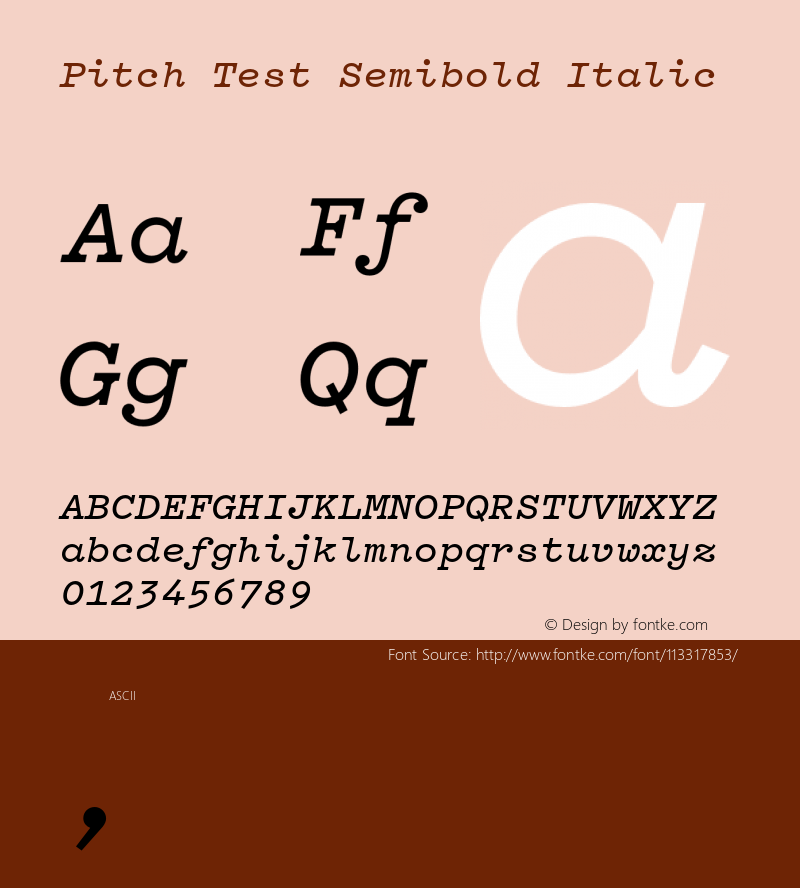 Pitch-SemiboldItalicTest Version 1.002;PS 1.0;hotconv 16.6.51;makeotf.lib2.5.65220;0 Font Sample
