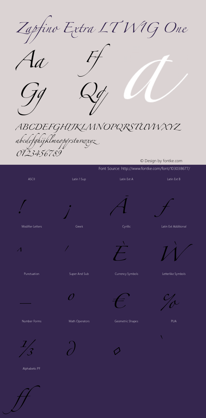 ZapfinoExtraLTW1G-One Version 1.00 Font Sample