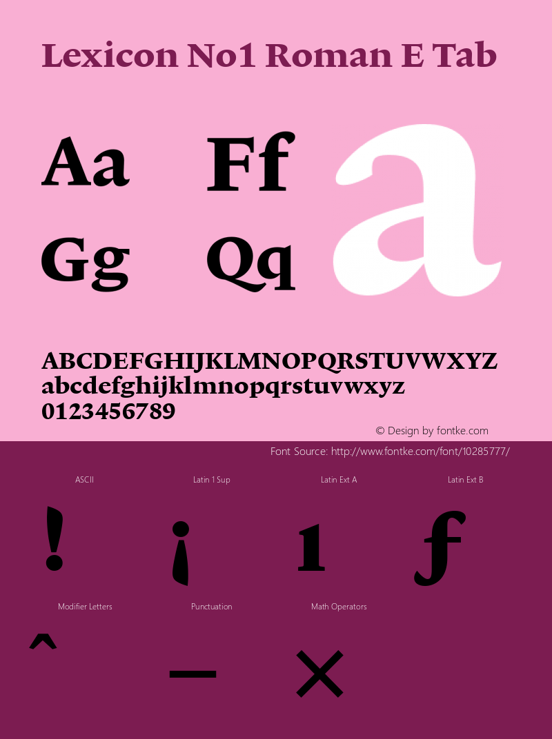 Lexicon No1 Roman E Tab 001.000 Font Sample