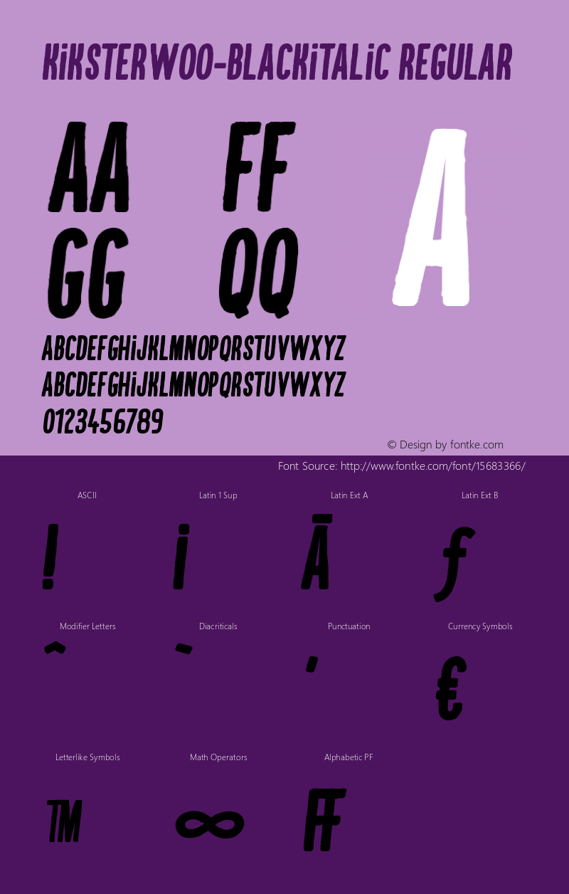 KiksterW00-blackitalic Regular Version 1.00 Font Sample