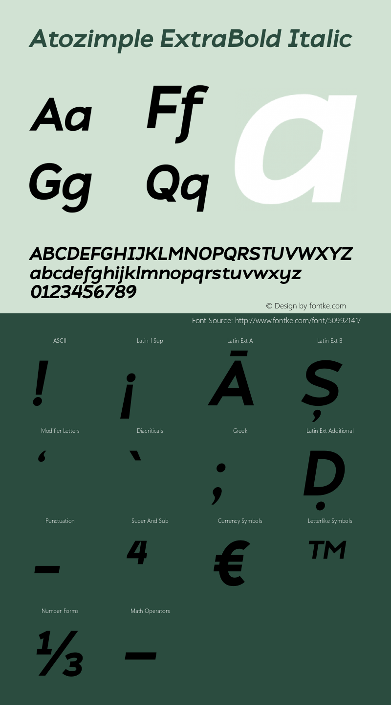 Atozimple ExtraBold Italic Version 1.00;January 10, 2020 Font Sample