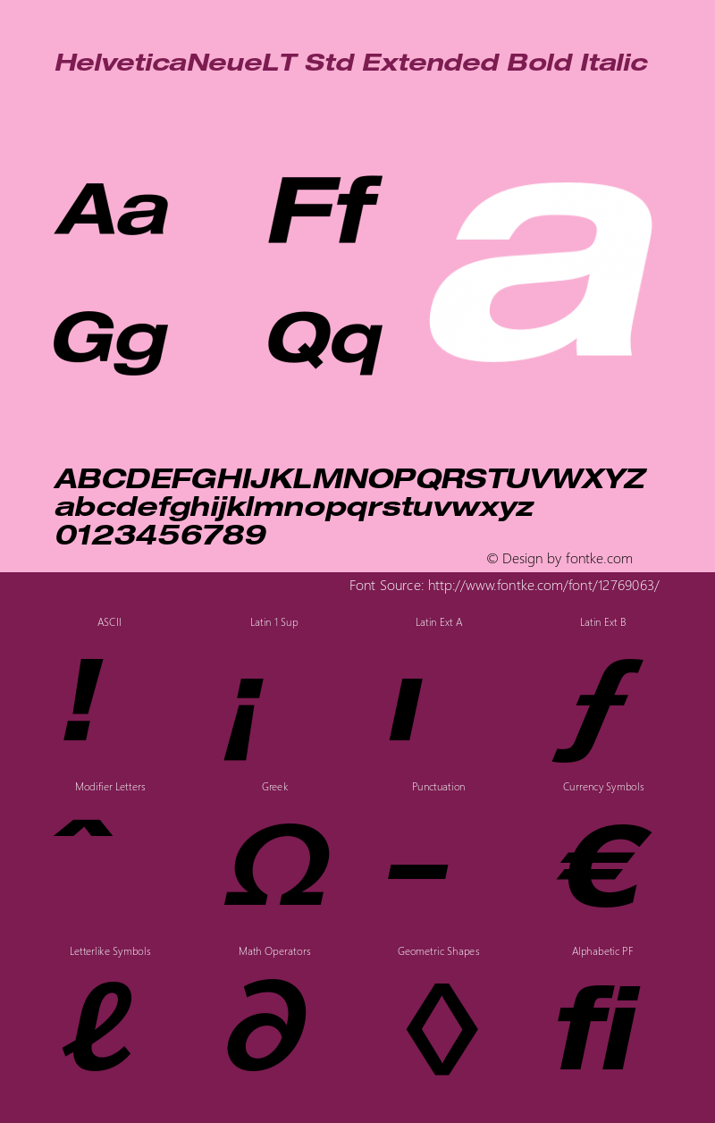 HelveticaNeueLT Std Extended Bold Italic OTF 1.029;PS 001.000;Core 1.0.33;makeotf.lib1.4.1585 Font Sample