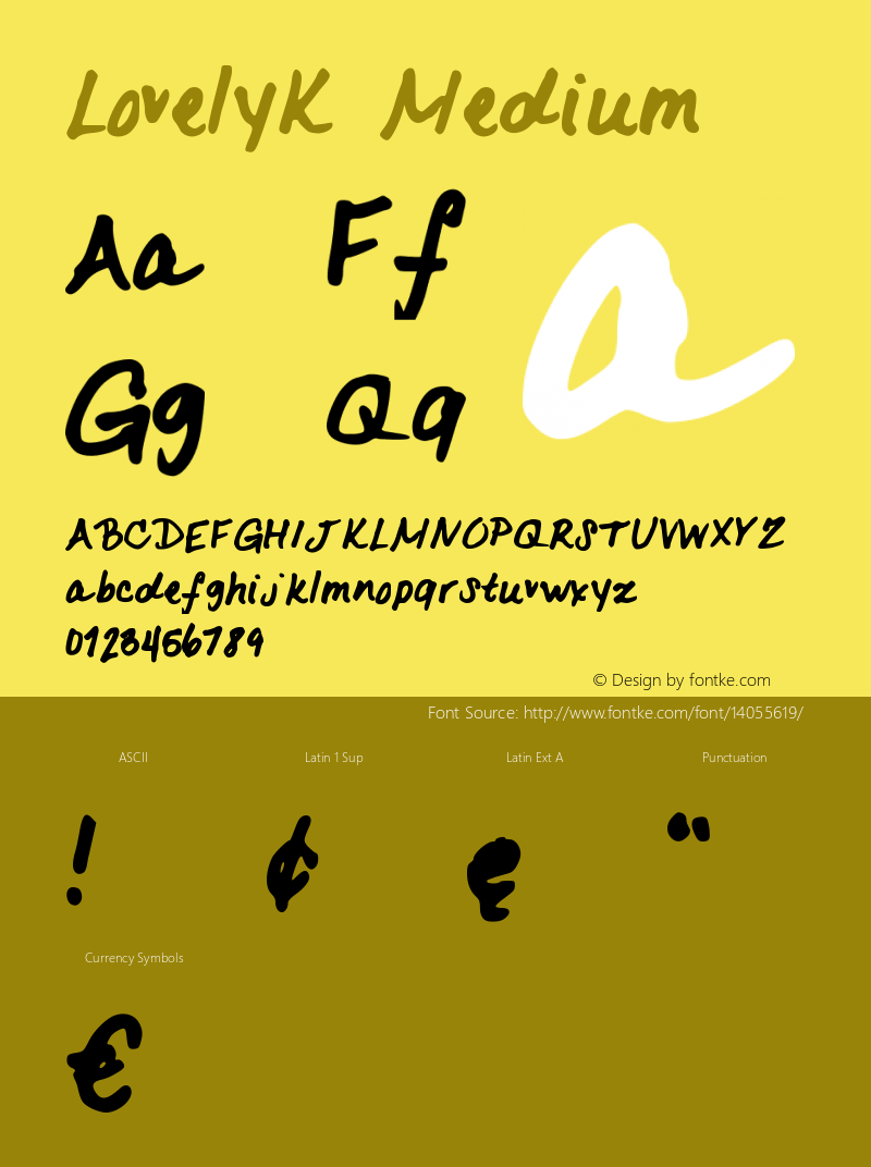 LovelyK Medium Version 001.000 Font Sample