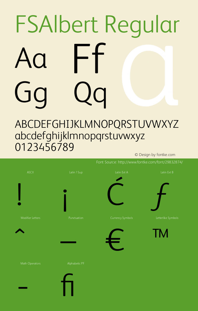 FSAlbert Regular Version 1.000;PS 001.000;hotconv 1.0.38 Font Sample