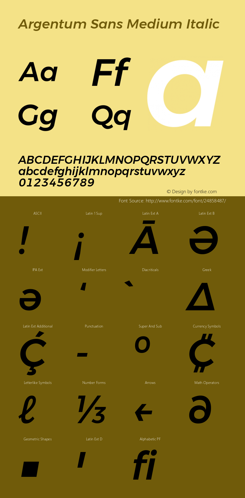 Argentum Sans Medium Italic Version 1.000; ttfautohint (v1.5.65-e2d9) Font Sample