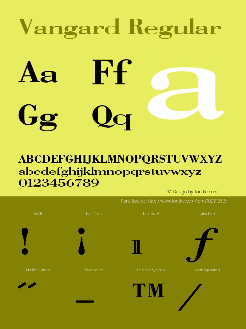 Vangard Regular Altsys Metamorphosis:7/7/94 Font Sample