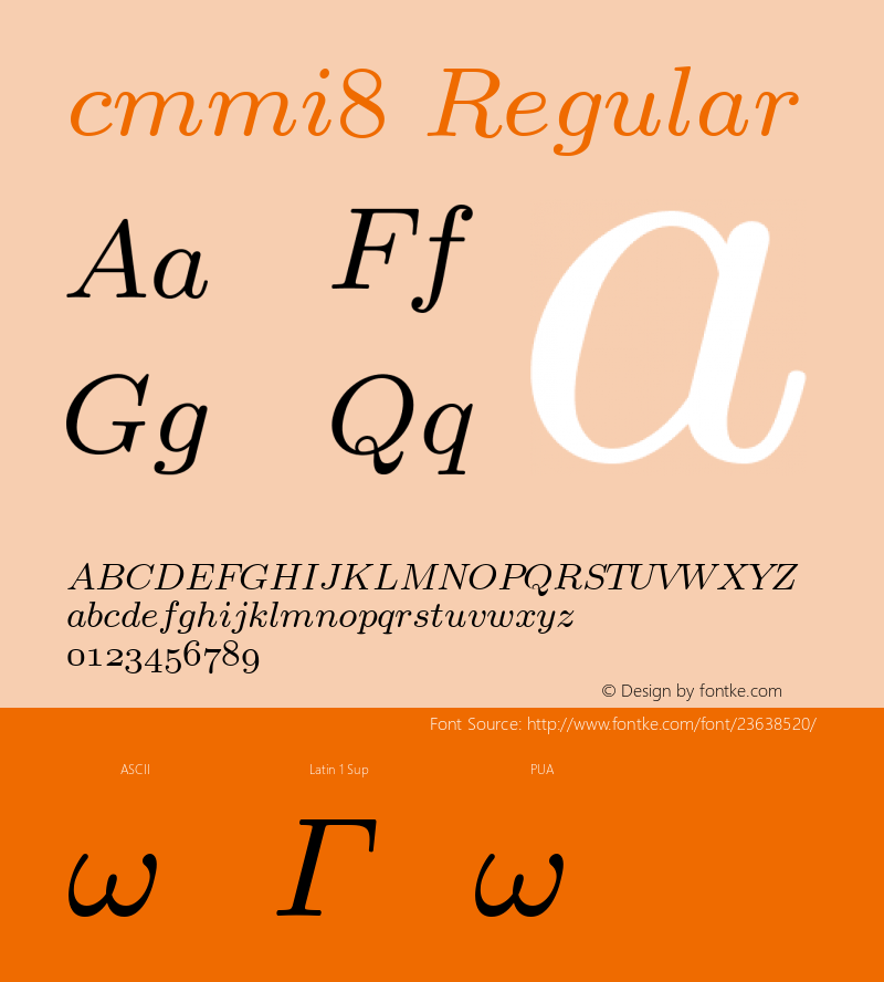 cmmi8 Version 1.0 Font Sample