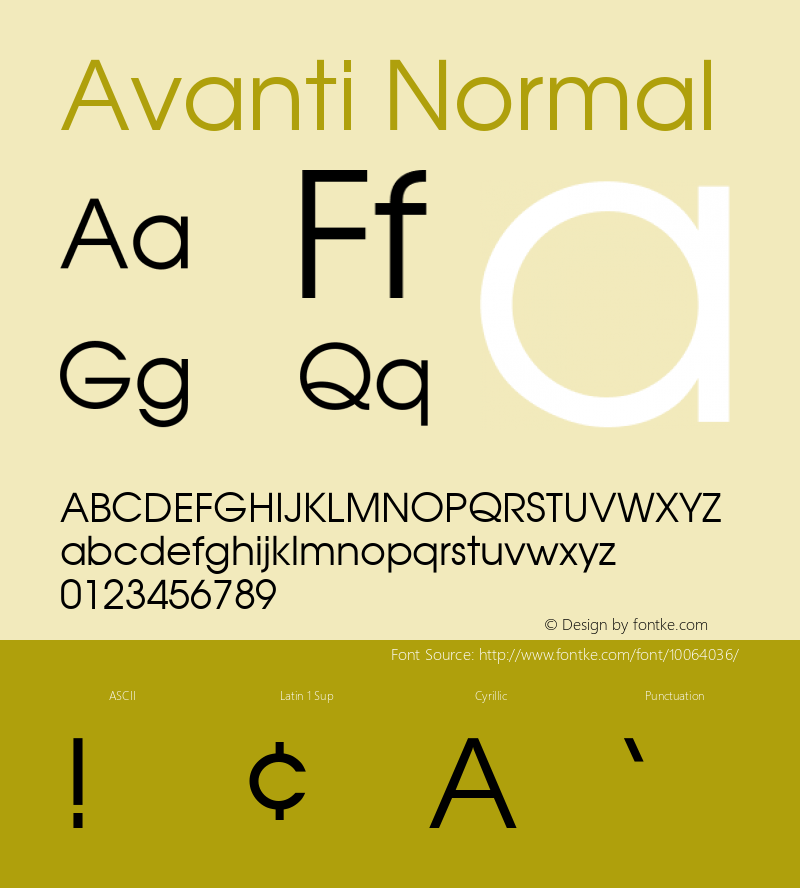 Avanti Normal 001.001 Font Sample