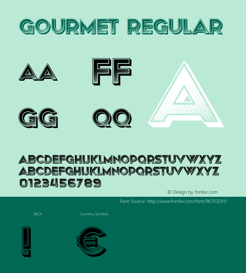 Gourmet Regular Version 1.000 Font Sample