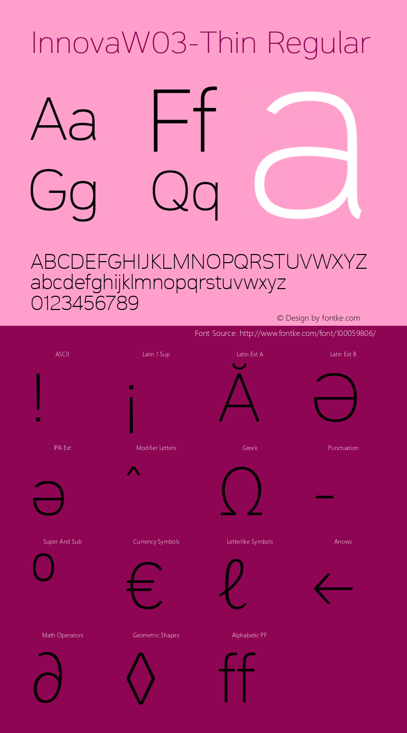 Innova W03 Thin Version 1.50 Font Sample