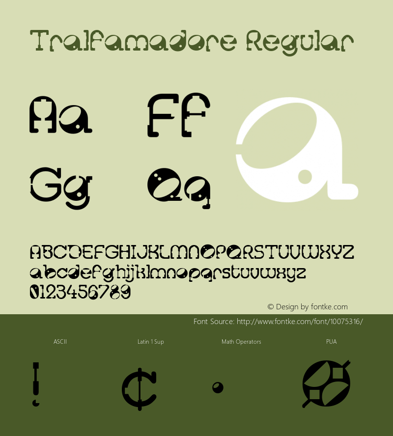 Tralfamadore Regular 1.000 Font Sample