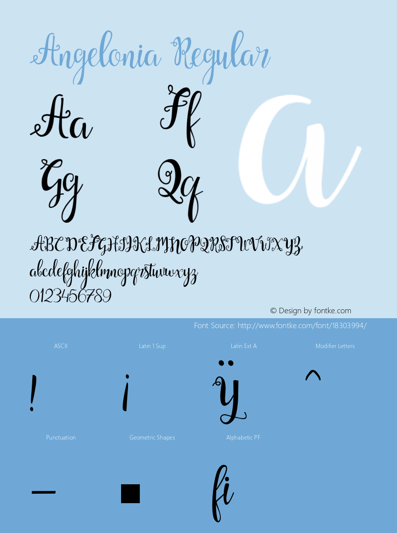 Angelonia Regular 1.000 Font Sample