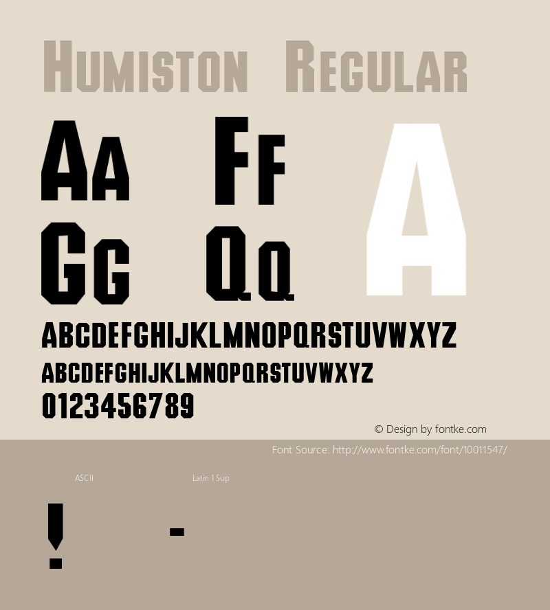 Humiston Regular Unknown Font Sample