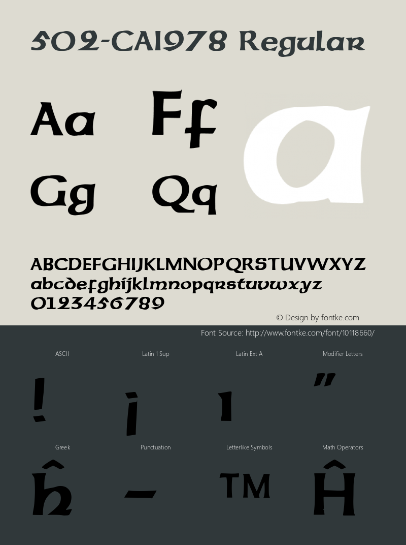 502-CAI978 Regular Version 1.00 May 26, 1992, initial release Font Sample