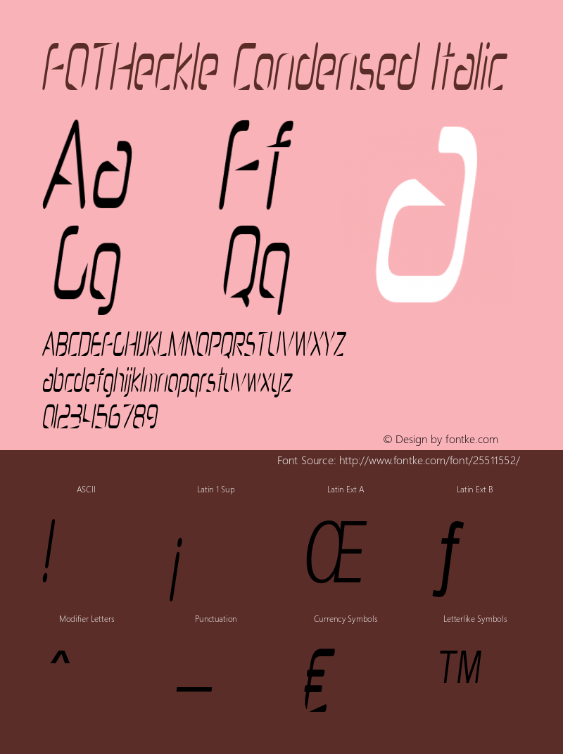 FOTHeckle-CondensedItalic Version 1.000 Font Sample