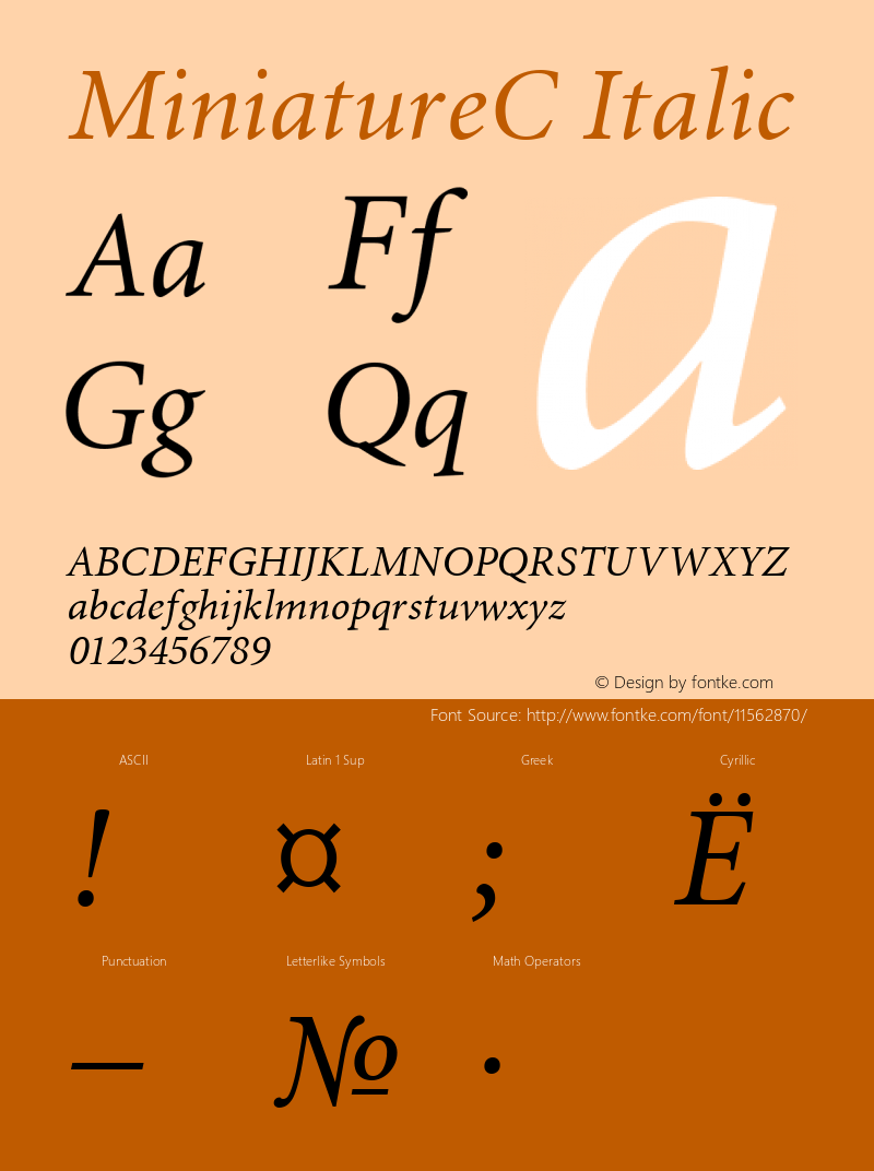 MiniatureC Italic Version 004.001 Font Sample