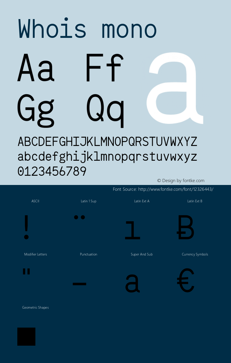 Whois mono Version 001.000 Font Sample