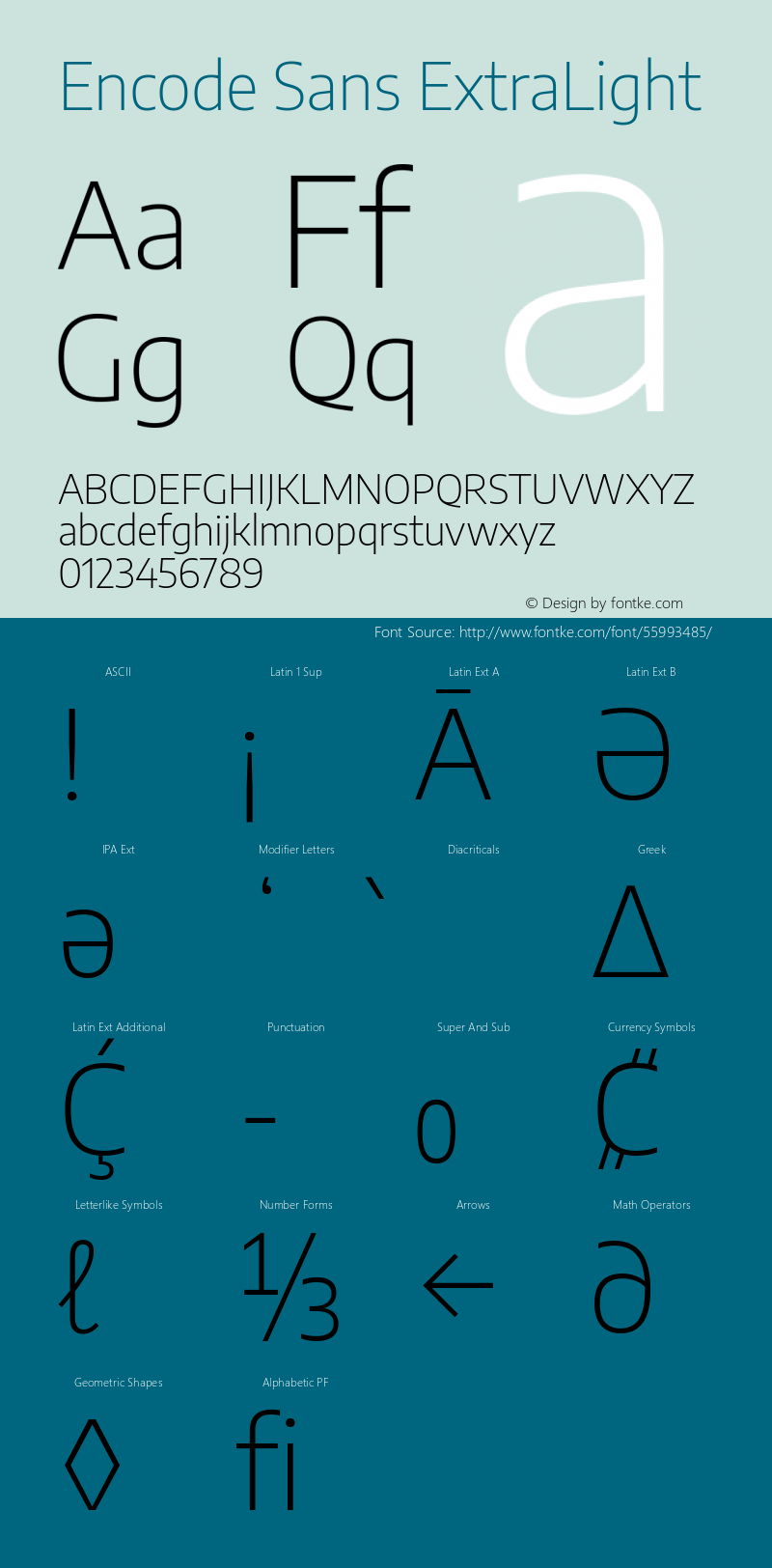 Encode Sans ExtraLight Version 2.000 Font Sample