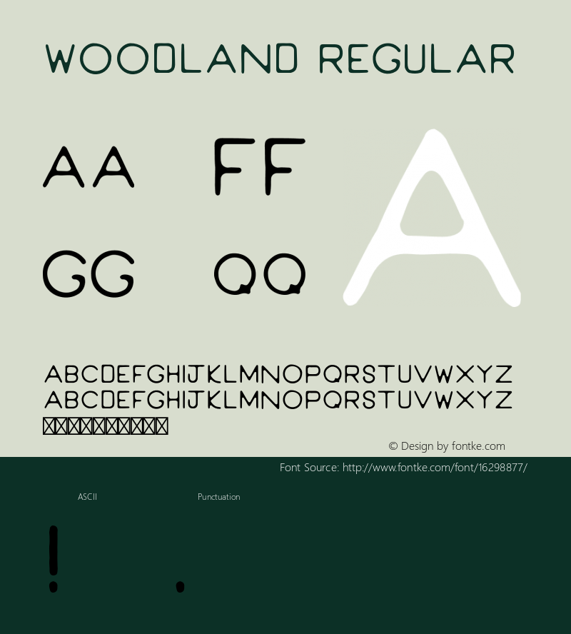 Woodland Regular Version 1.000;PS 001.000;hotconv 1.0.70;makeotf.lib2.5.58329 Font Sample