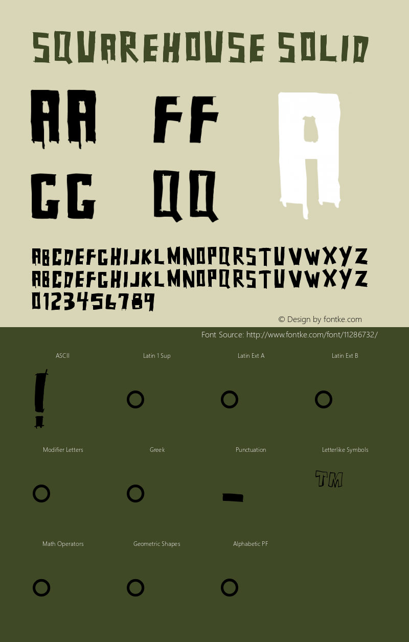 Squarehouse Solid Version 001.000 Font Sample