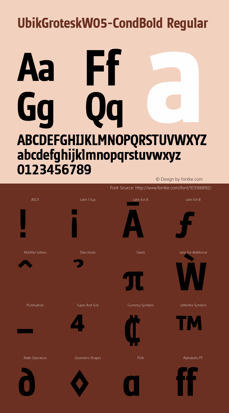 Ubik Grotesk W05 Condensed Bold Version 2.00 Font Sample