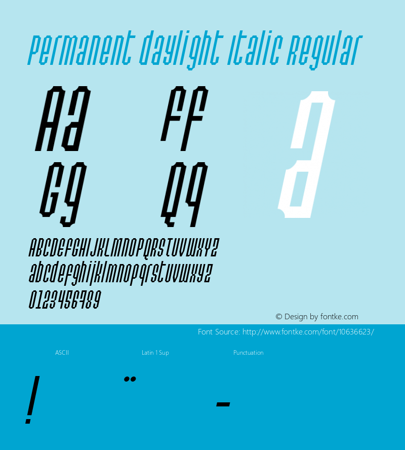 Permanent daylight Italic Regular 2 Font Sample