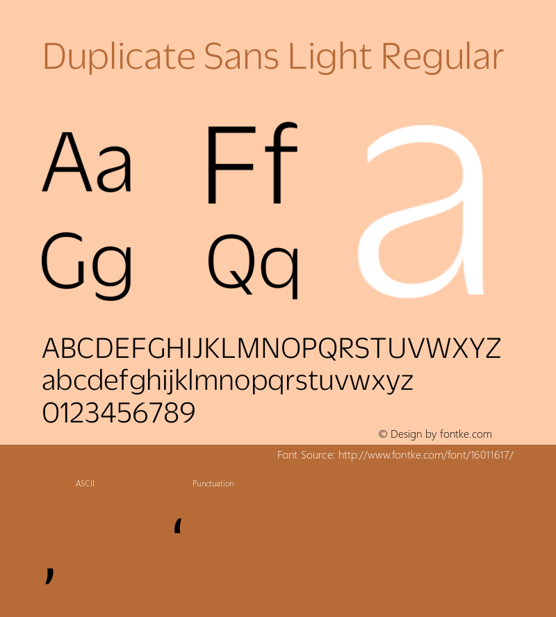 Duplicate Sans Light Regular Version 1.1 2013 Font Sample