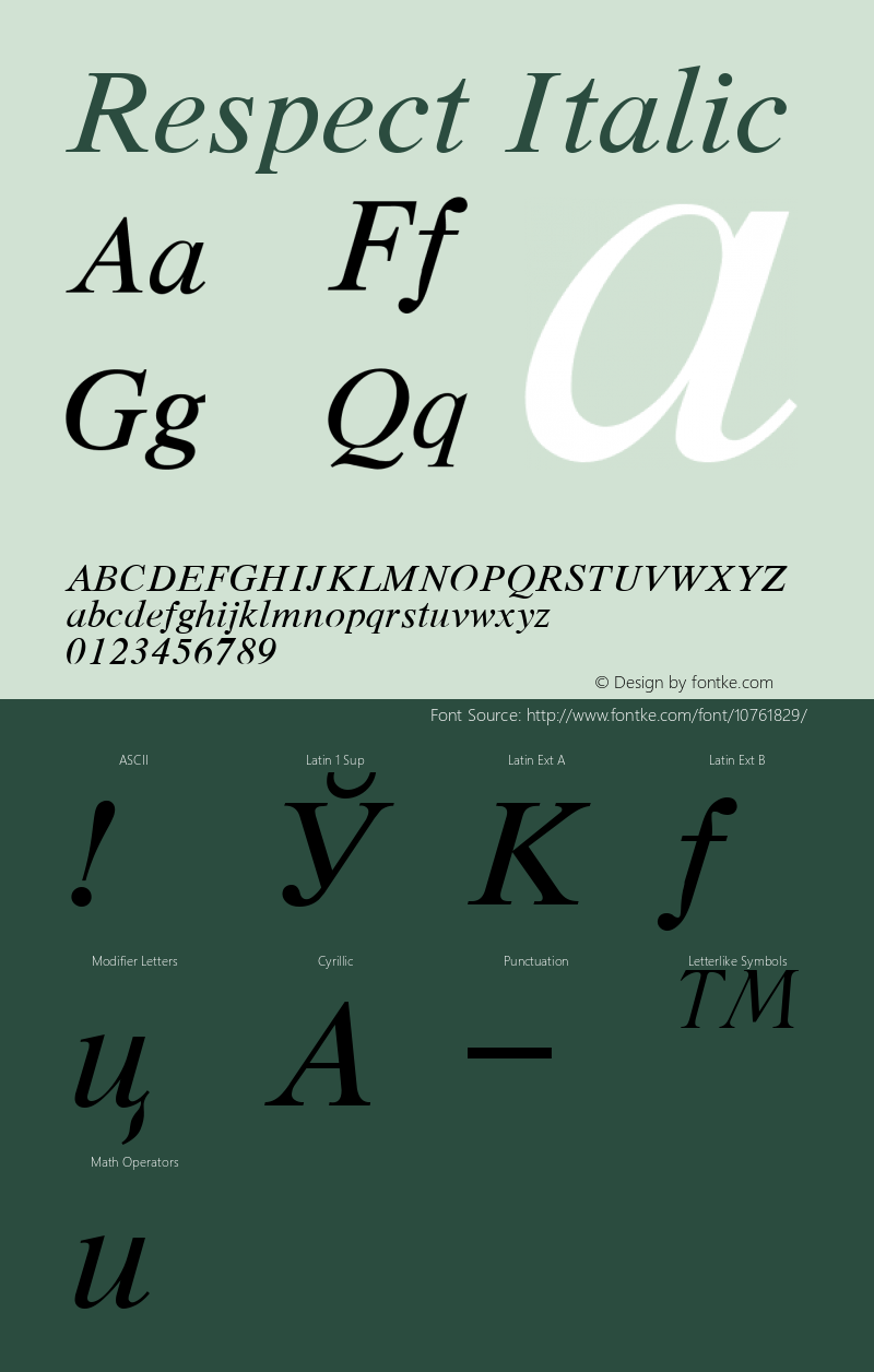 Respect Italic 001 Font Sample