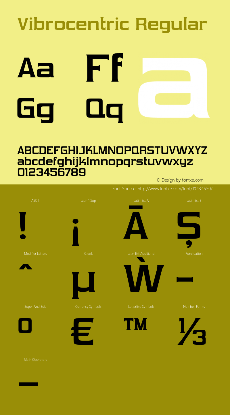 Vibrocentric Regular Version 4.000 Font Sample