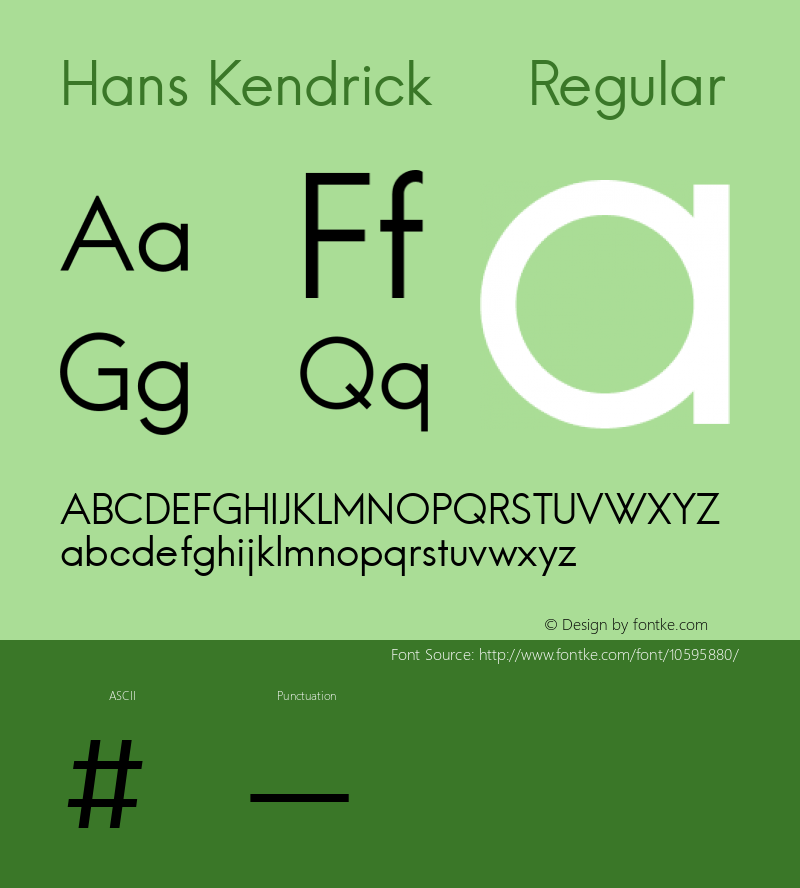 Hans Kendrick 3 Regular Version 3.00 2014 Font Sample