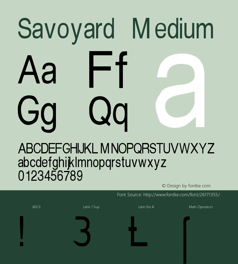 Savoyard Version 001.000 Font Sample