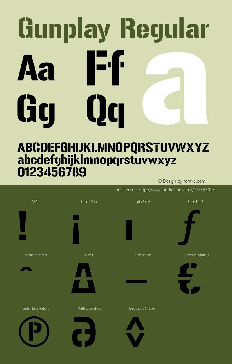 Gunplay Regular OTF 4.001;PS 001.001;Core 1.0.29 Font Sample