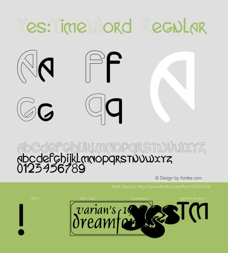 Yes:TimeWord Regular Version 1.00 Font Sample