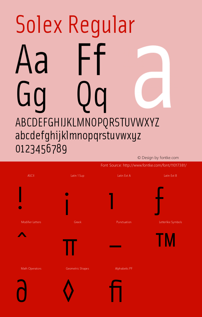 Solex Regular Version 001.000 Font Sample