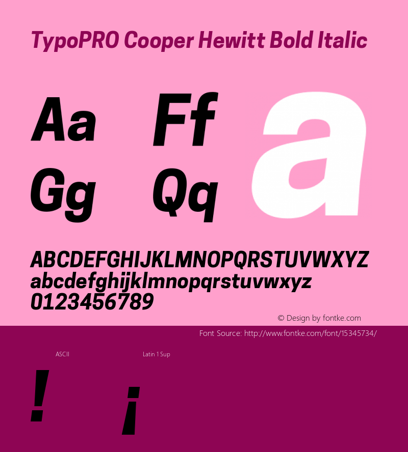 TypoPRO Cooper Hewitt Bold Italic 1.000 Font Sample