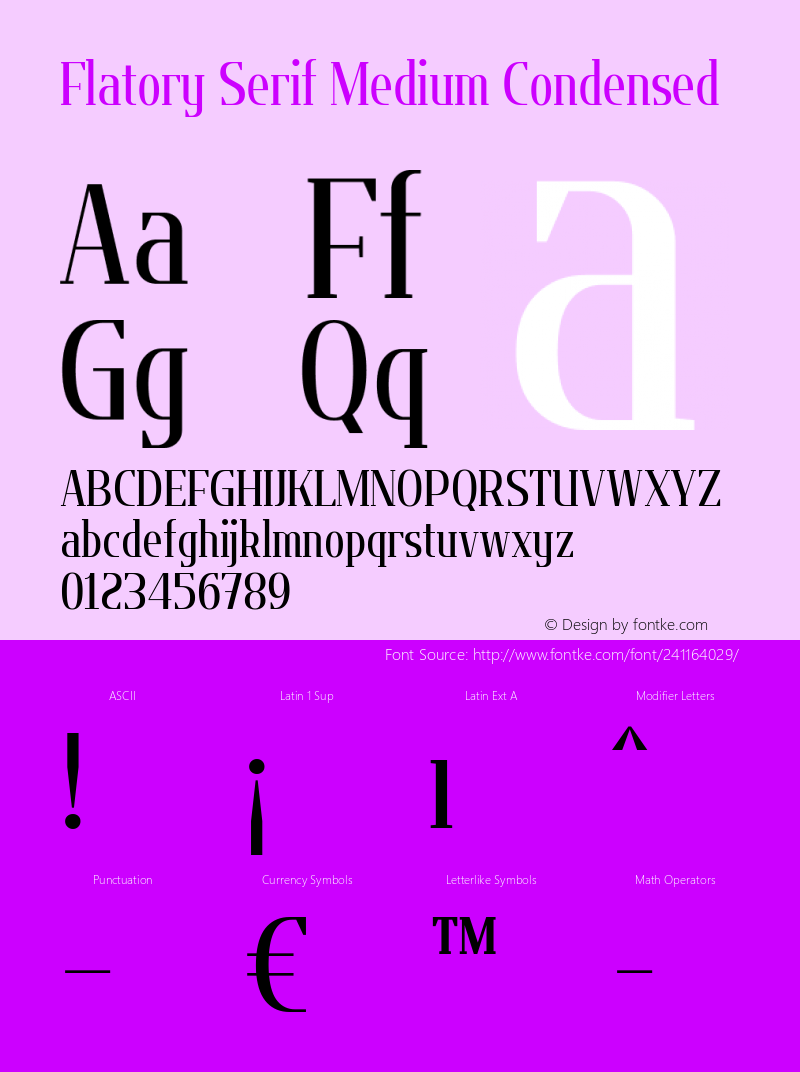 Flatory Serif Medium Condensed Version 1.00图片样张