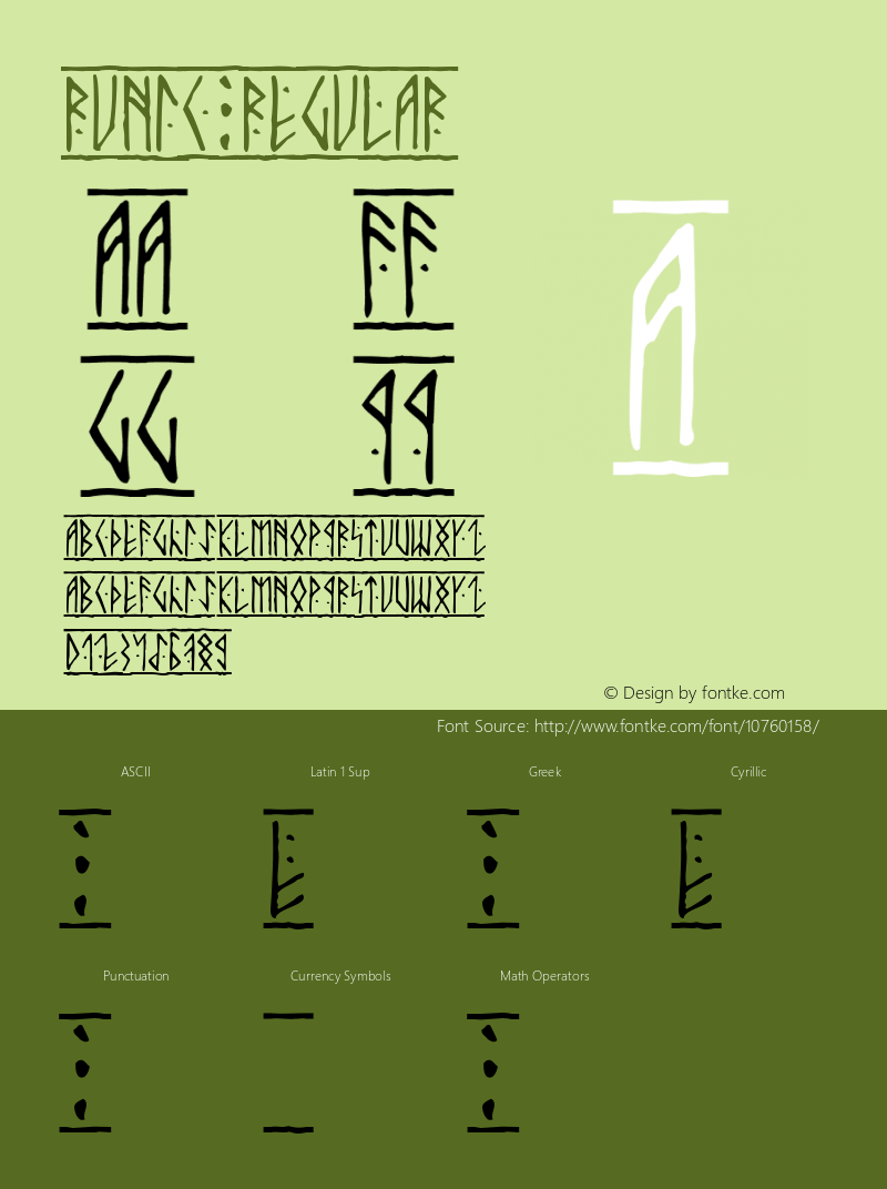 Runic Regular Version 1.0; 2001; initial release Font Sample