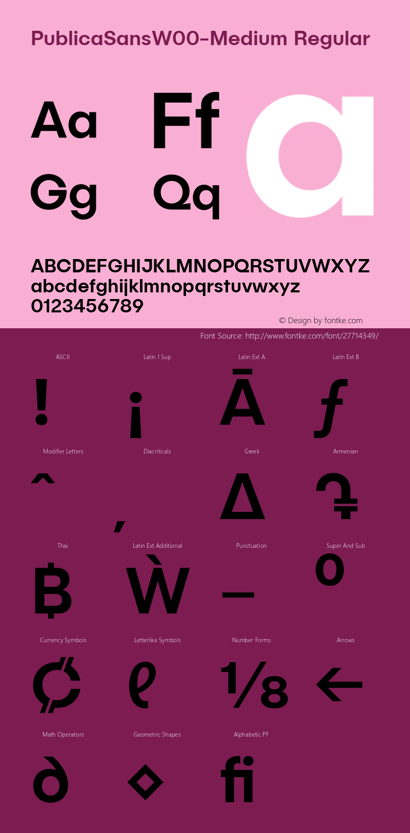 Publica Sans W00 Medium Version 1.00 Font Sample