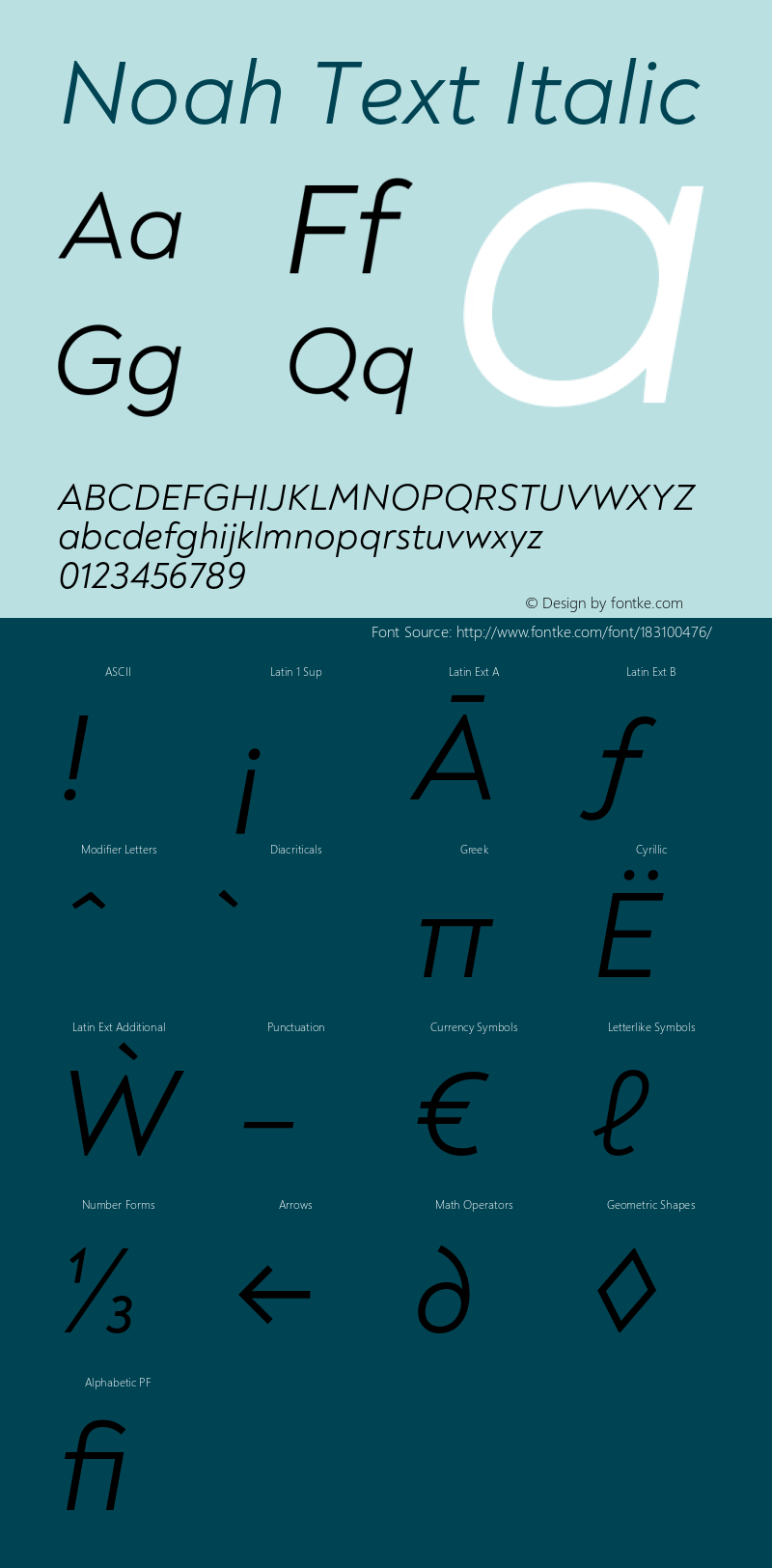 Noah Text Regular Italic Version 1.000;PS 001.000;hotconv 1.0.88;makeotf.lib2.5.64775图片样张