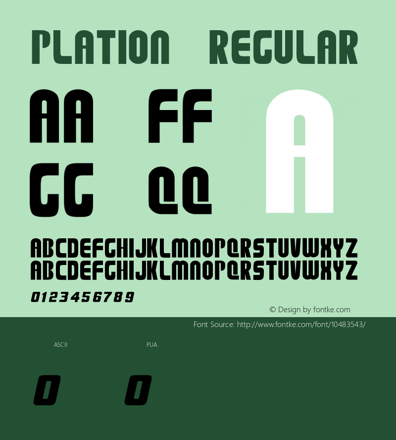 PLATION Regular Unknown Font Sample