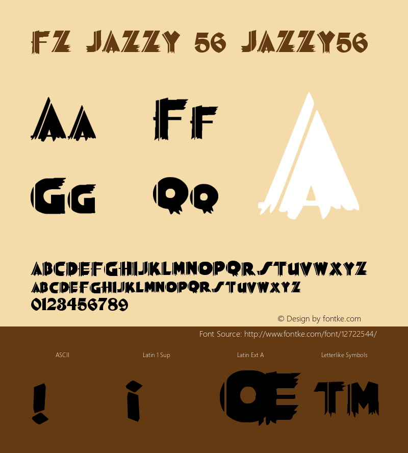 FZ JAZZY 56 JAZZY56 Version 1.000 Font Sample