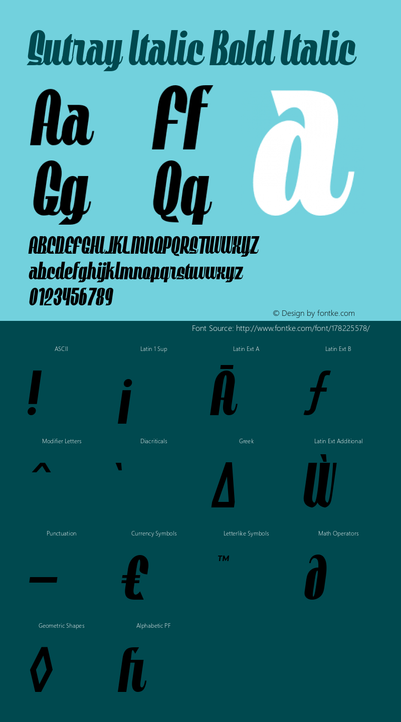 Sutray Italic Bold Italic Version 1.000图片样张