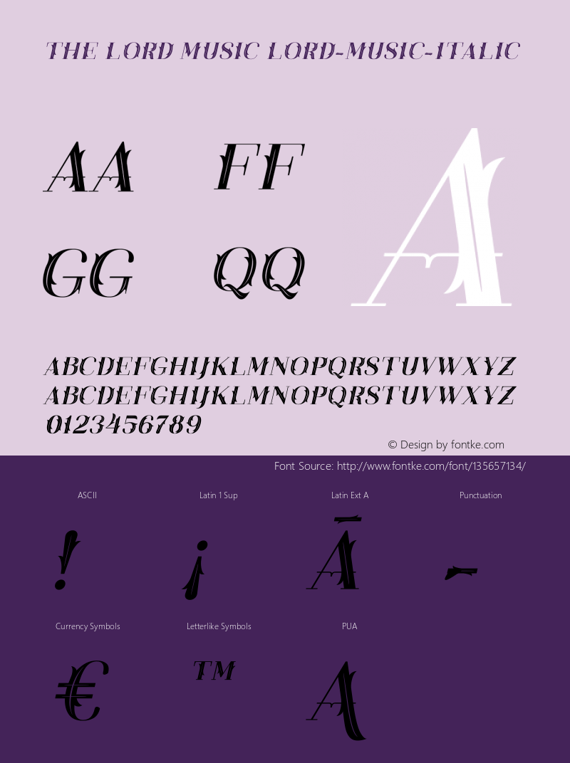 The Lord Music Italic Version 001.000 Font Sample