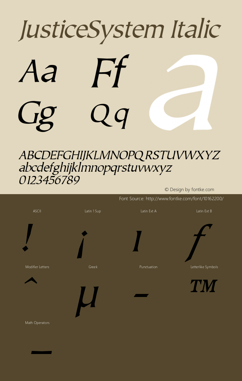 JusticeSystem Italic Rev. 003.000 Font Sample