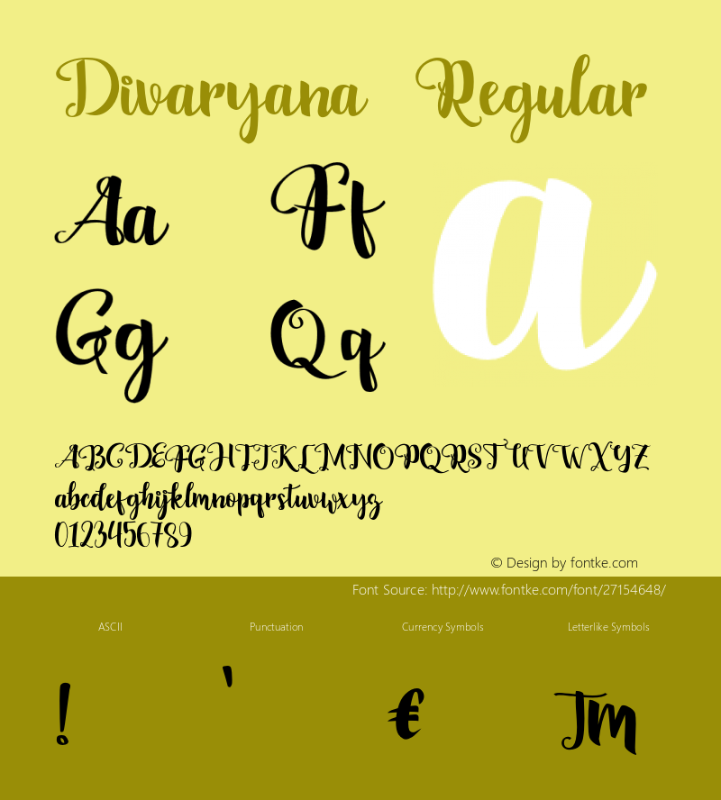 Divaryana Version 1.000 Font Sample
