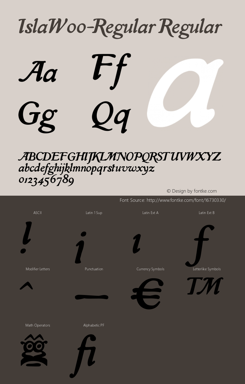 IslaW00-Regular Regular Version 1.00 Font Sample