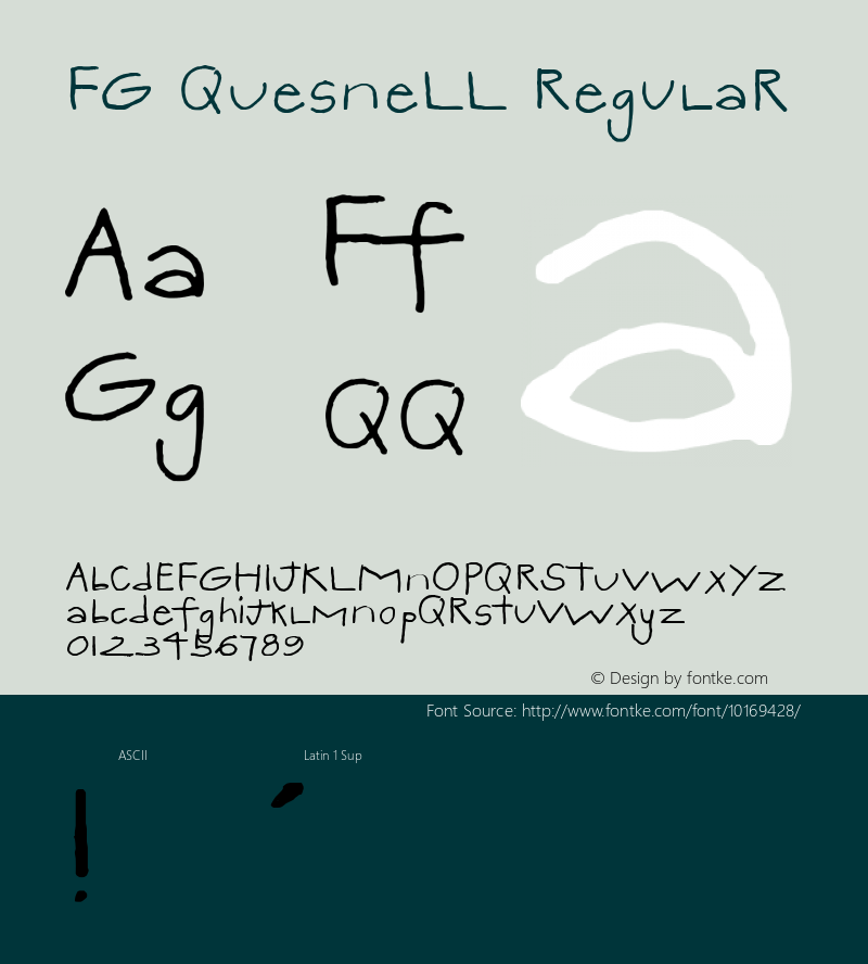 FG QUesneLL Regular 2003; 1.0, initial release Font Sample